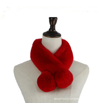 Women's Genuine Rex Rabbit Fur scarf Neck Warmer Wraps